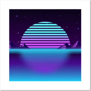 Calming Neon Sunset Posters and Art